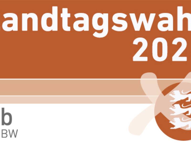 Das Bild zeigt ein Logo mit der Aufschrift "Landtagswahl 2026" und dem Emblem der Landeszentrale für politische Bildung Baden-Württemberg (lpb BW) mit drei Löwen.